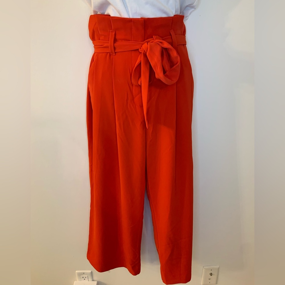 High waste belted red pants by NEXT UK